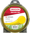 Gul trimmerlina, 3,0 mm, 56 m från märket Oregon, i en rund plastförpackning.