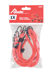 Röd elastisk spännrem i plastförpackning med texten "1X, 60 cm x 8 mm (24 in. x 5/16 in.)".