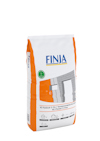 En vit och orange förpackning med texten "FINJA" och en illustration av en mur. Innehåller instruktioner och symboler längst ner.