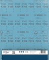 Pappersark med text "Bosch PRO P240 F355 Made in Switzerland" och FSC-logga.