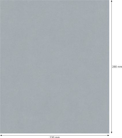 Grå rektangel med dimensionerna 230 mm x 280 mm, markerade med pilar.