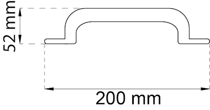 Diagram över en U-formad stång med beteckningarna A mm och B mm.