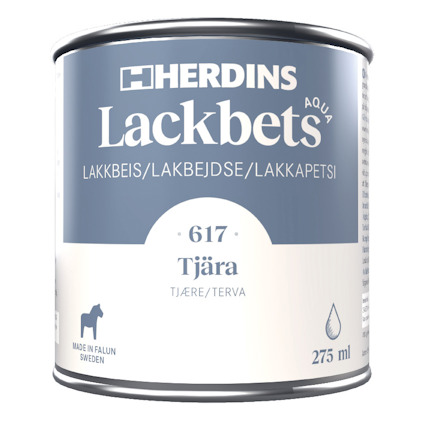 Burk med Herdins Lackbets Aqua, färg 617 Tjära, 275 ml.